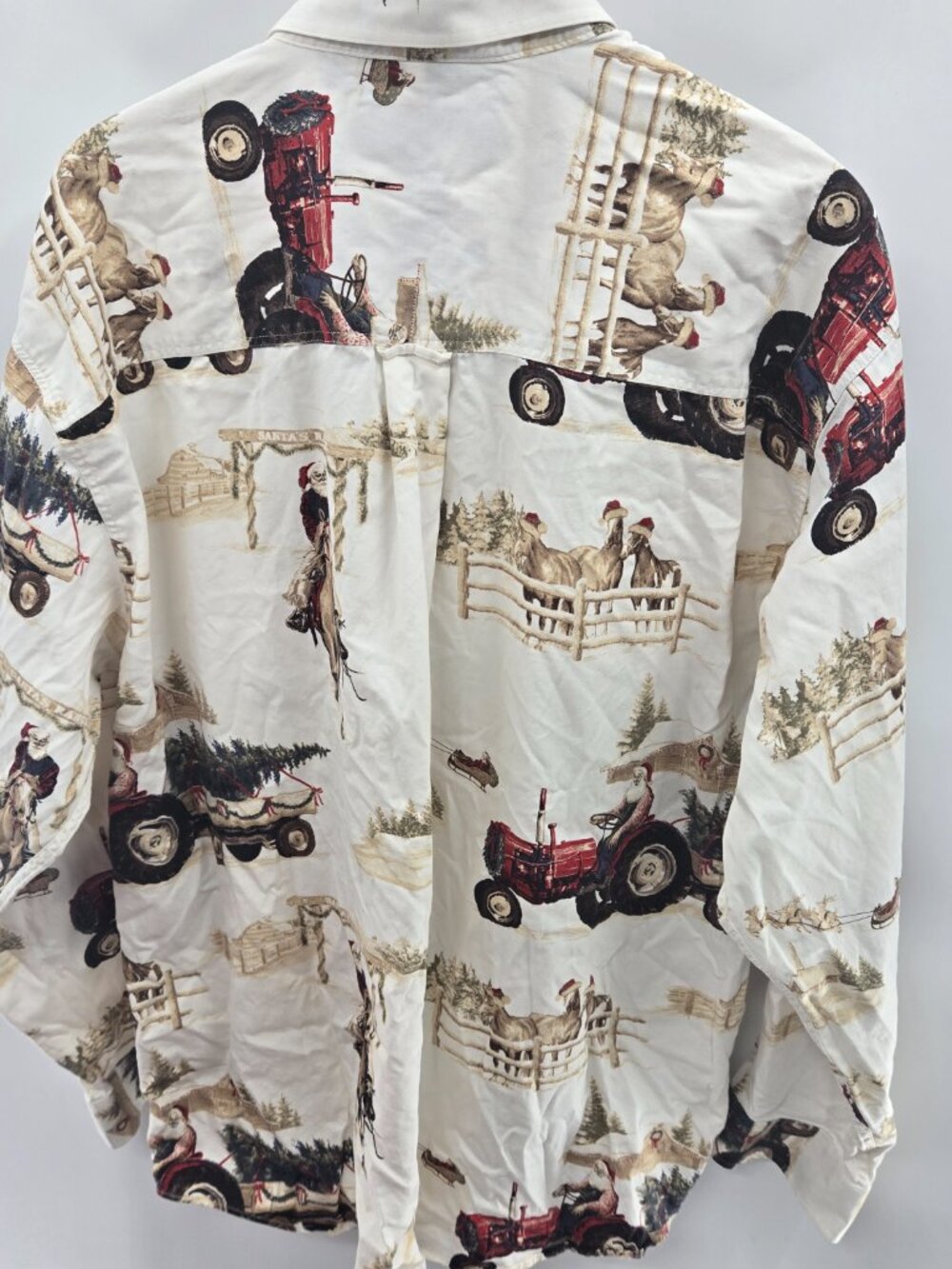 Vintage Bit & Bridle Western Christmas Santa Button Down Shirt Size XL - Picture 2 of 12